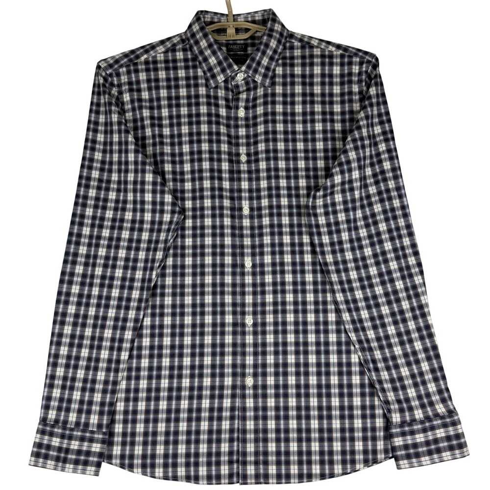 Faherty Reserve The Movement Shirt Men Large (L) Blue Brown Plaid MWC0082